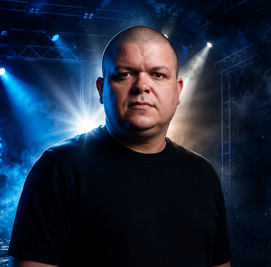 Foto do DJ HEAD no comando da pista